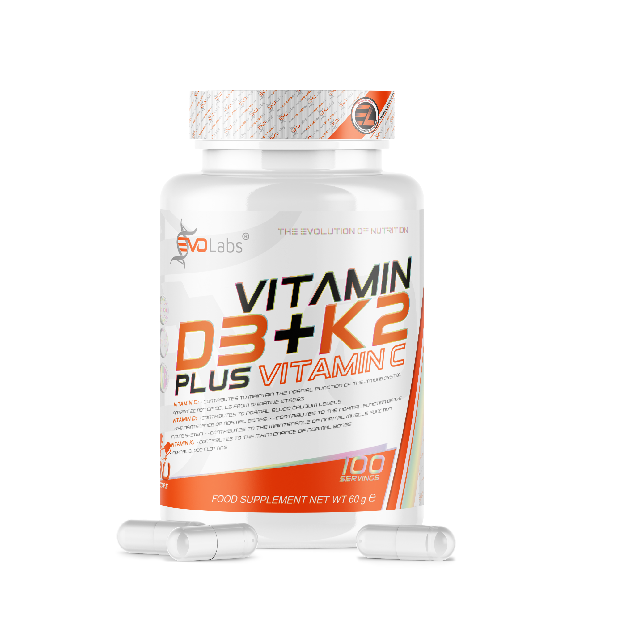 EVOLabs Vitamin D3+K2 100caps